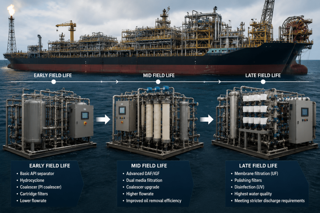 FPSO Produced Water System Change Over the Field Life